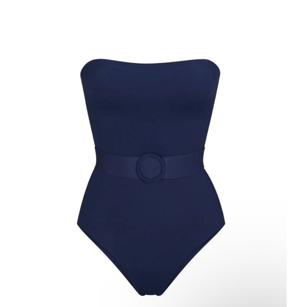 NWT Skims Sculpting Swim Strapless One Piece with Belt & Straps in Midnight Blue